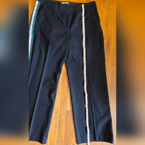 Boden Black Sherborne Wide Leg Wool Trousers Green & Pink Stripe US 14L UK 18L - Picture 5 of 11